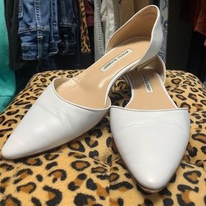 Manolo Blahnik white flats